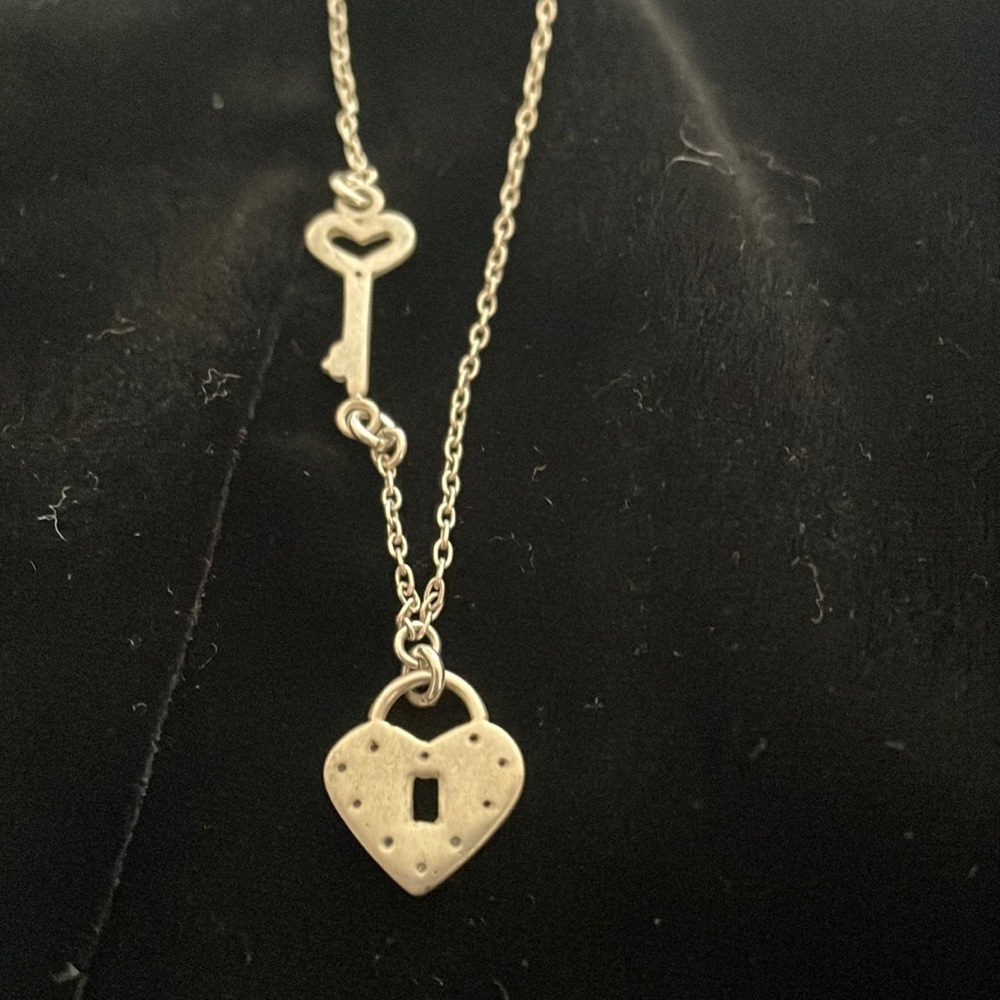 Adorable heart and key Silver necklace